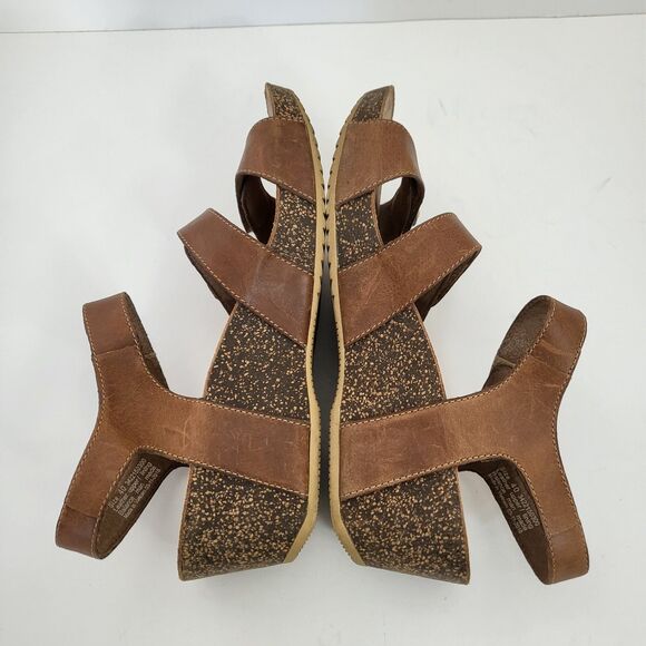 DANSKO Savannah Wedge Sandals Womens 9.5 10 EU 40 Brown Strappy Leather - Picture 5 of 9